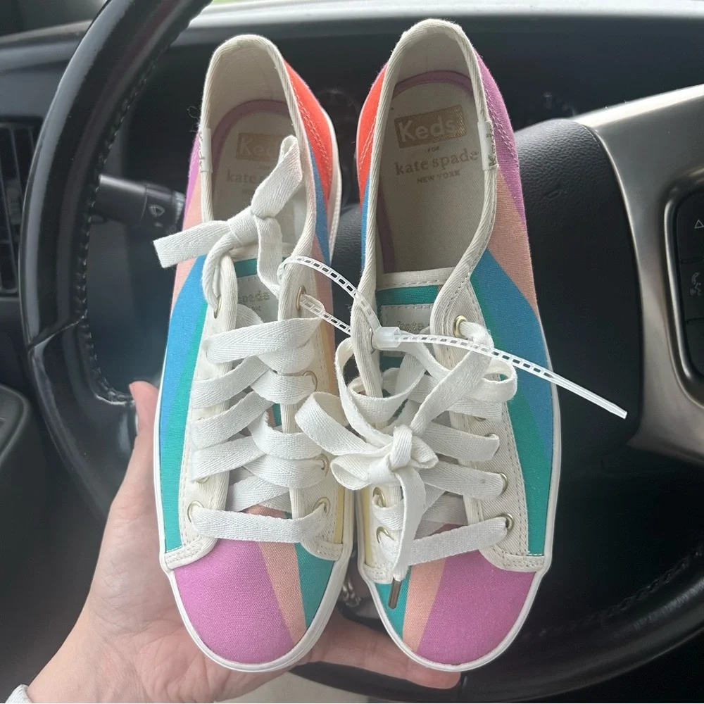 Keds x Kate Spade New York Triple‎ Kick multi-striped canvas platform sneakers